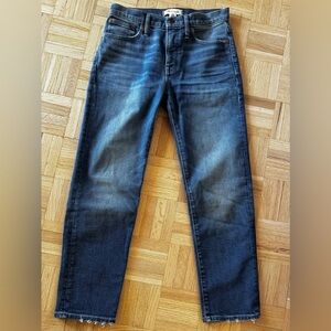 Madewell Classic Straight Jeans 26 Mid Rise Raw Hem Vintage Wash
